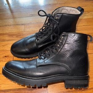 All Saints Black Leather Men's Lace-Up Boots